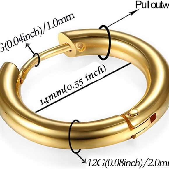 Sterling Silver Small Hoop Earrings with Hinged Closure, Hypoallergenic for Sens - Picture 2 of 9